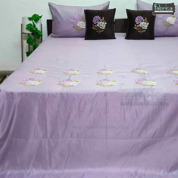 Crown Comfort Superfine Embroidered 5 piece King Size Bed Sheet