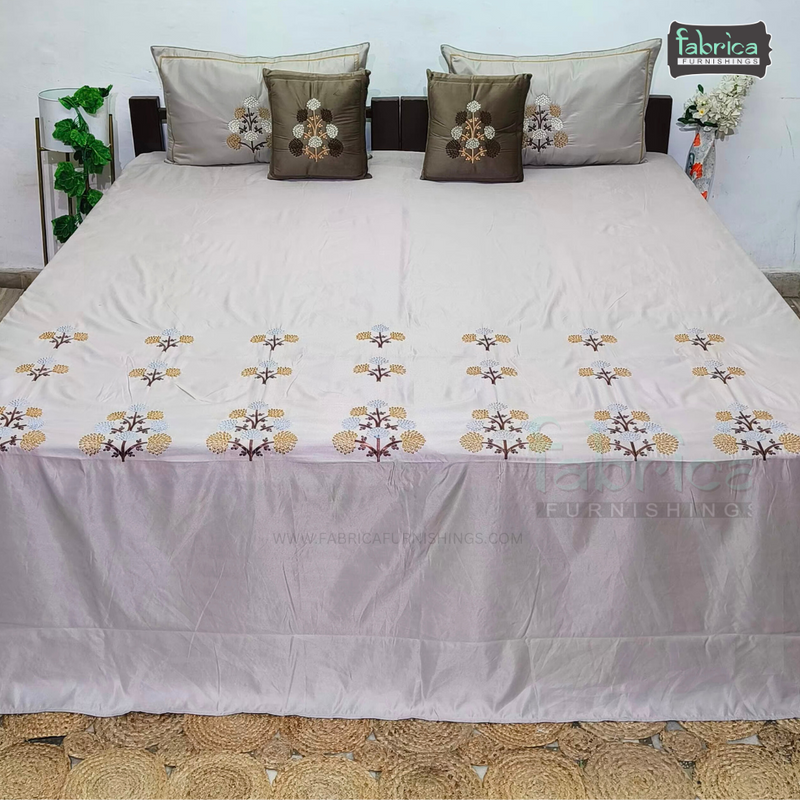 Crown Comfort Superfine Embroidered 5 piece King Size Bed Sheet