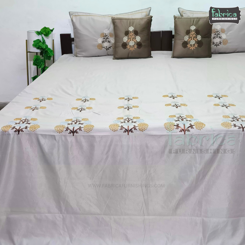 Crown Comfort Superfine Embroidered 5 piece King Size Bed Sheet