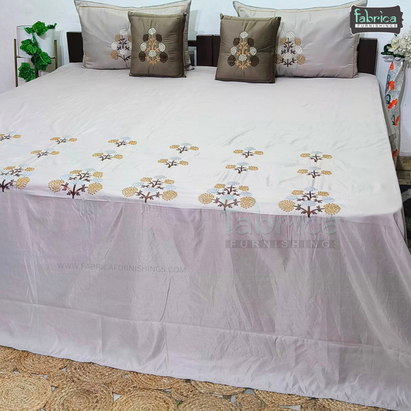 Crown Comfort Superfine Embroidered 5 piece King Size Bed Sheet