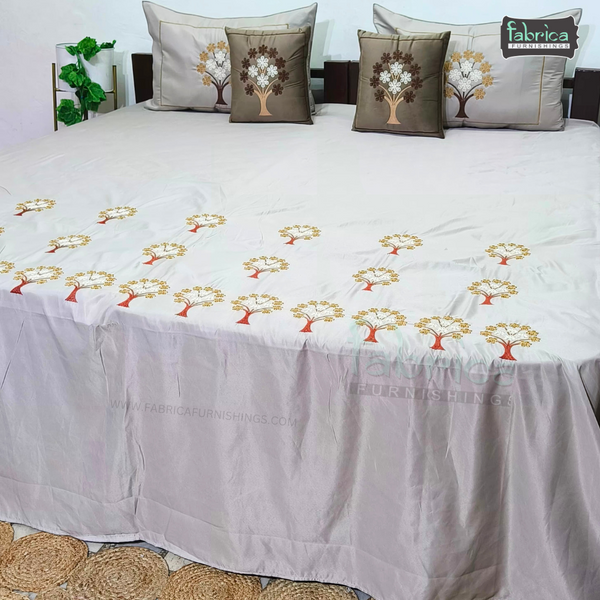 Crown Comfort Superfine Embroidered 5 piece King Size Bed Sheet