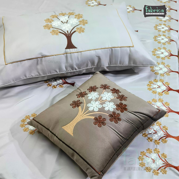 Crown Comfort Superfine Embroidered 5 piece King Size Bed Sheet