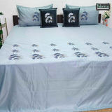 Crown Comfort Superfine Embroidered 5 piece King Size Bed Sheet