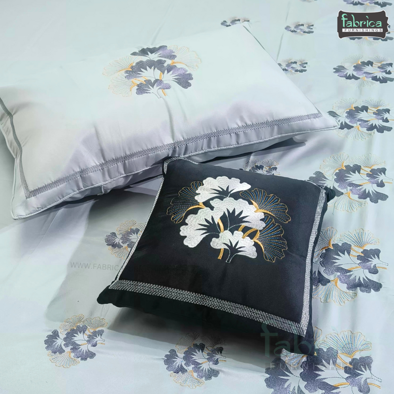 Crown Comfort Superfine Embroidered 5 piece King Size Bed Sheet