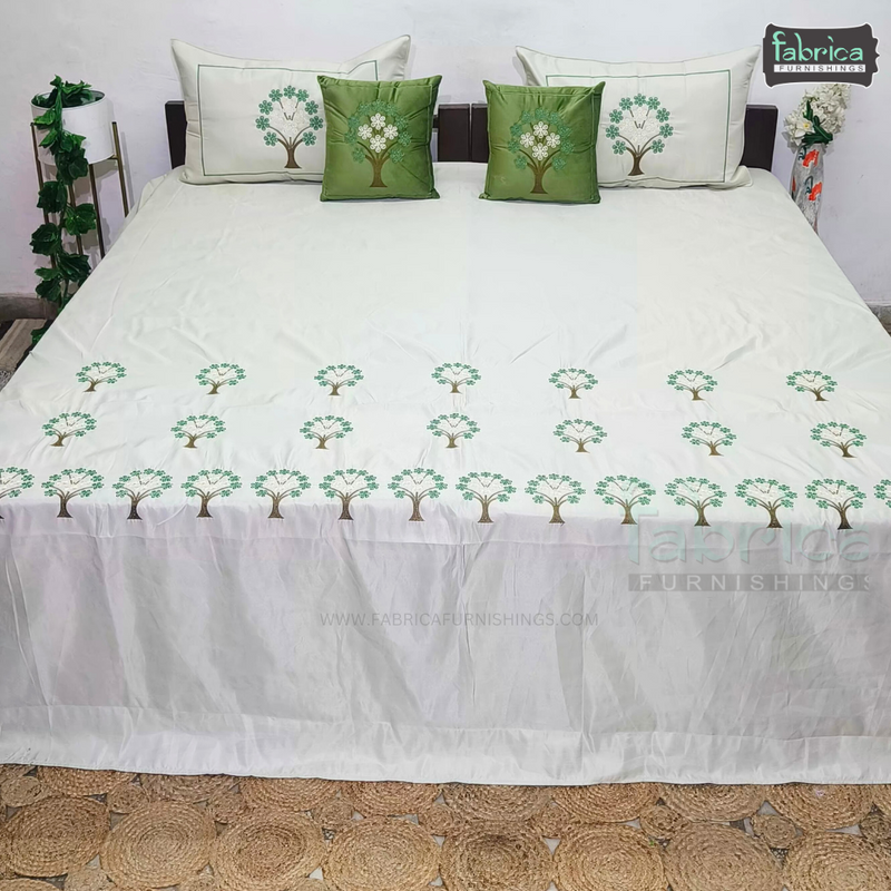 Crown Comfort Superfine Embroidered 5 piece King Size Bed Sheet