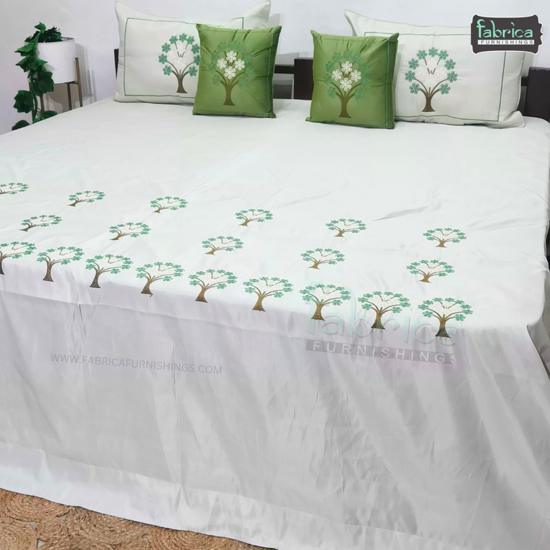 Crown Comfort Superfine Embroidered 5 piece King Size Bed Sheet