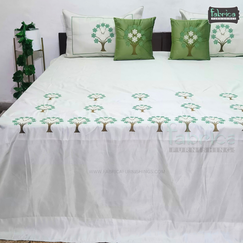 Crown Comfort Superfine Embroidered 5 piece King Size Bed Sheet