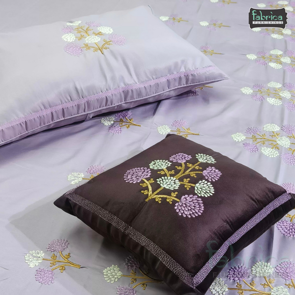 Crown Comfort Superfine Embroidered 5 piece King Size Bed Sheet