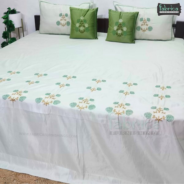 Crown Comfort Superfine Embroidered 5 piece King Size Bed Sheet