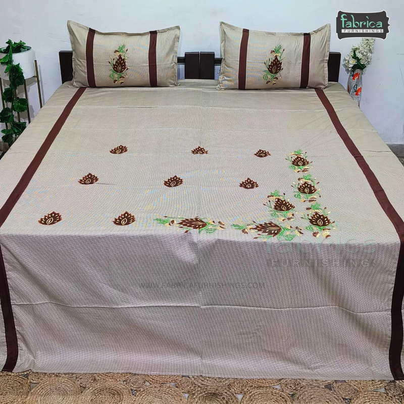 Fabby Decor Designer Mix & Match Patchwork Pure Cotton King Size Embroidered Bedsheet