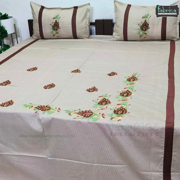 Fabby Decor Designer Mix & Match Patchwork Pure Cotton King Size Embroidered Bedsheet