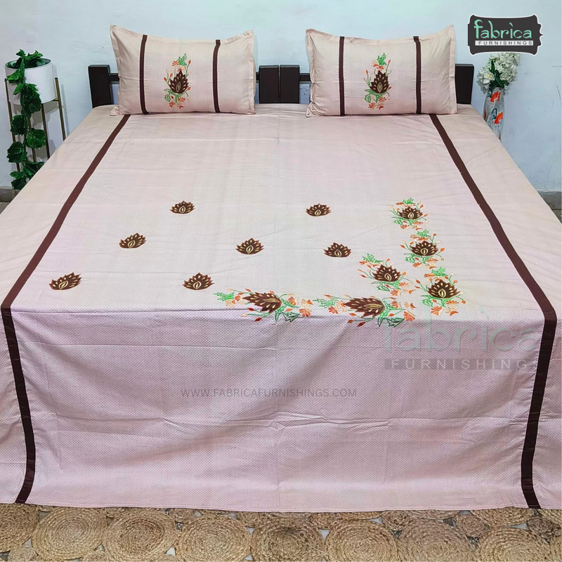 Fabby Decor Designer Mix & Match Patchwork Pure Cotton King Size Embroidered Bedsheet