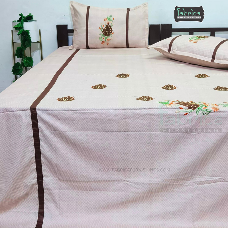 Fabby Decor Designer Mix & Match Patchwork Pure Cotton King Size Embroidered Bedsheet