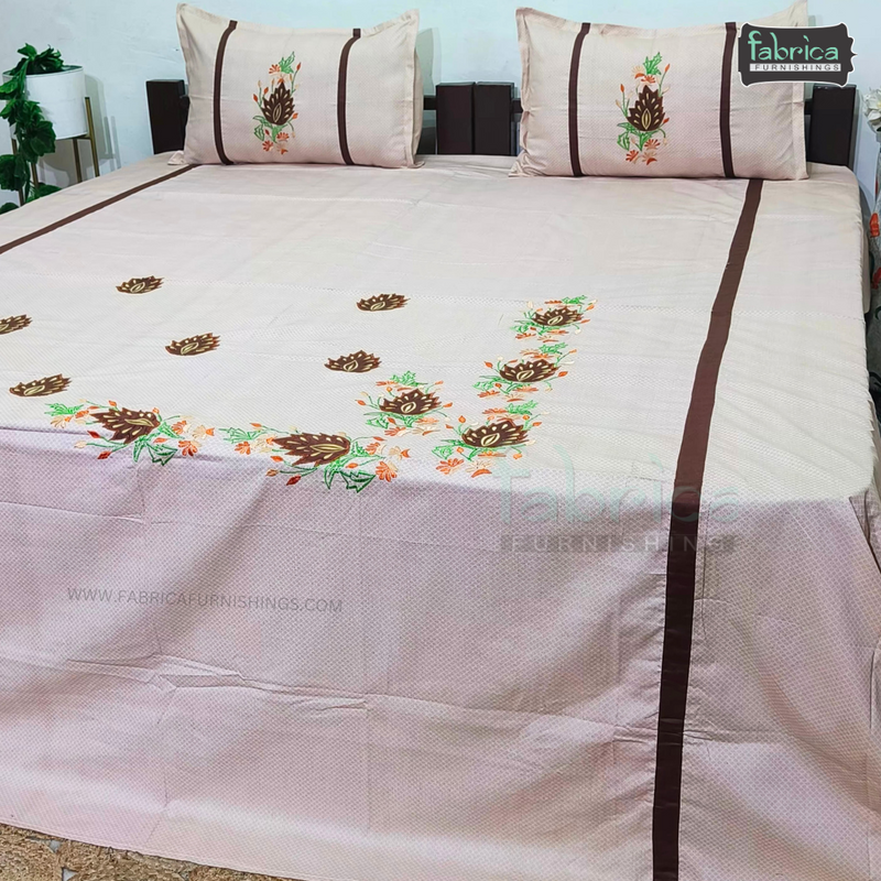 Fabby Decor Designer Mix & Match Patchwork Pure Cotton King Size Embroidered Bedsheet