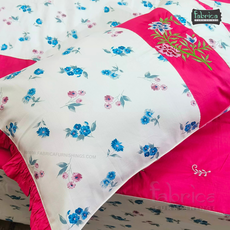 Fabby Decor Designer Mix & Match  Pure Cotton King Size Embroidered Bedsheet