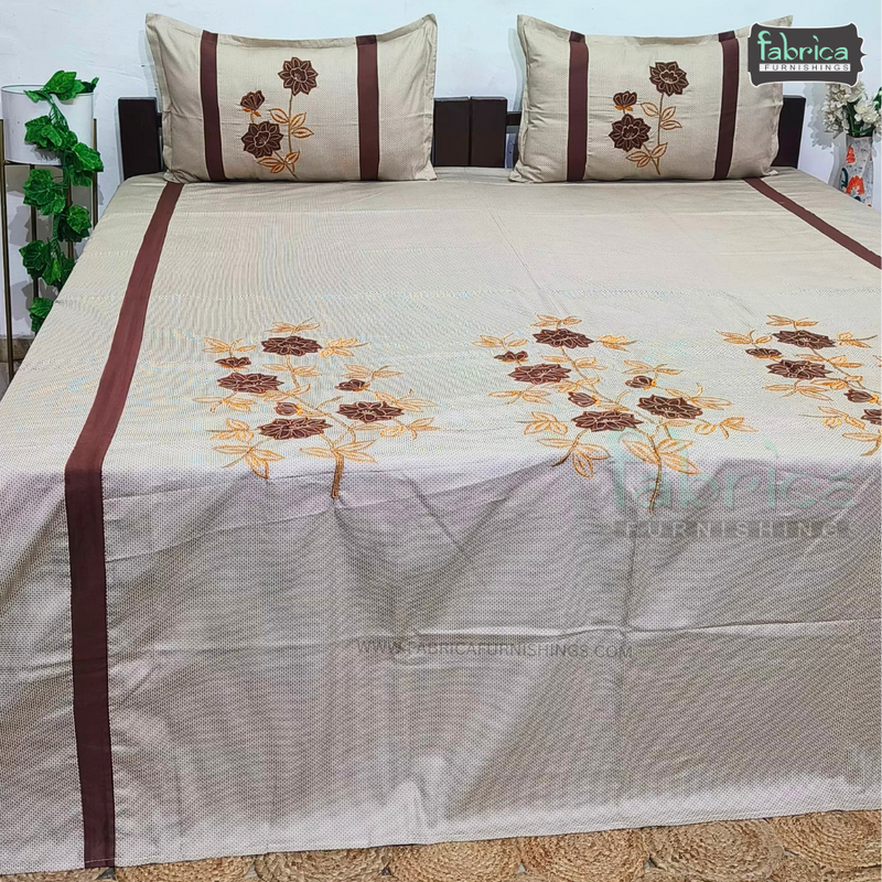 Fabby Decor Designer Mix & Match Patchwork Pure Cotton King Size Embroidered Bedsheet