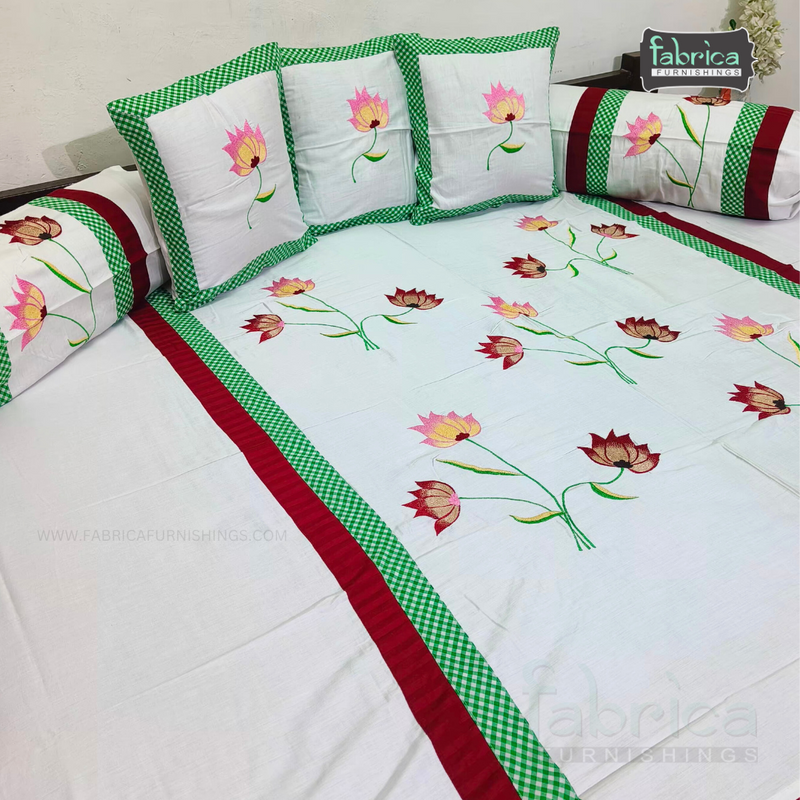 Decor classic Designer Embroider 8 pcs pure Cotton Deewan Set.