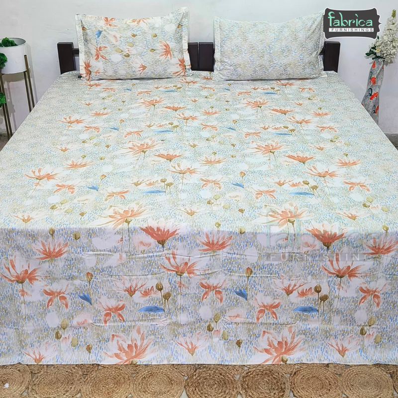 Fabby Decor Designer Super Kingsize Printed Pure Cotton Bedsheet