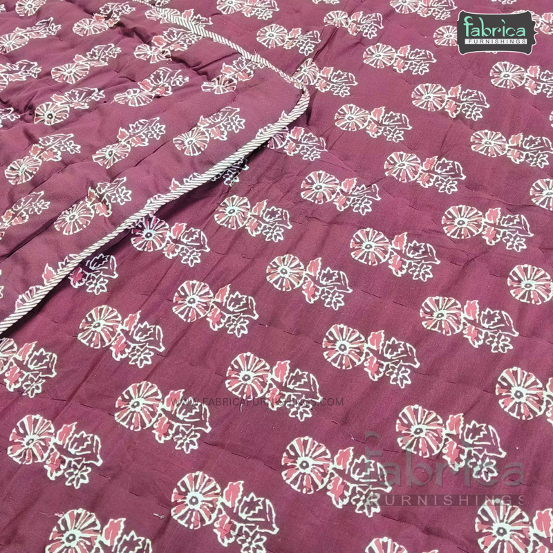 HANDBLOCK PRINTED DOUBLE BED  PURE COTTON REVERSIBLE QUILTS