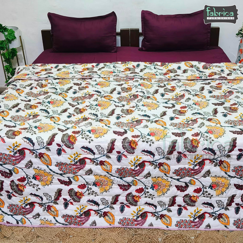 Handblock Printed Double Bed Pure Cotton Reversible Quilts