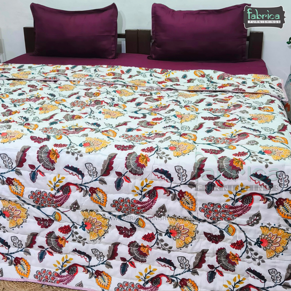 Handblock Printed Double Bed Pure Cotton Reversible Quilts