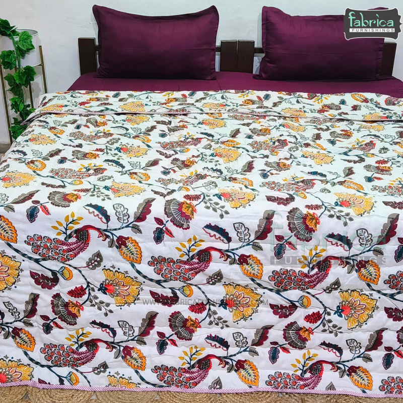 Handblock Printed Double Bed Pure Cotton Reversible Quilts