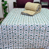 Handblock Printed Single Bed Pair Pure Cotton  Reversible  Quilts