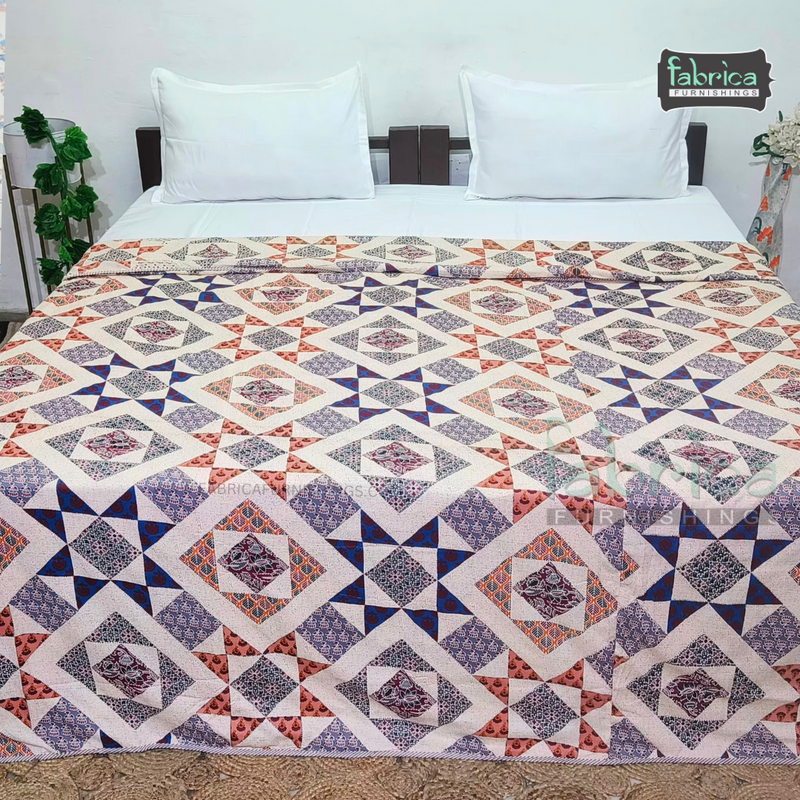 Double Bed Pure Cotton Printed Reversible AC Duvet { TEHER }