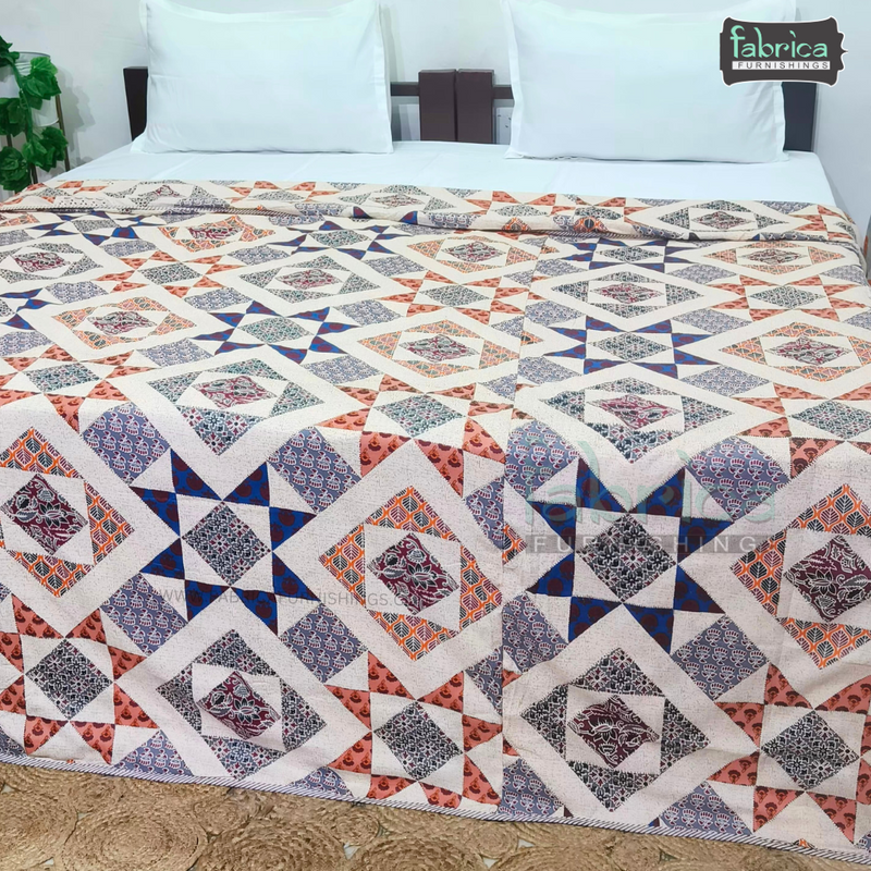 Double Bed Pure Cotton Printed Reversible AC Duvet { TEHER }