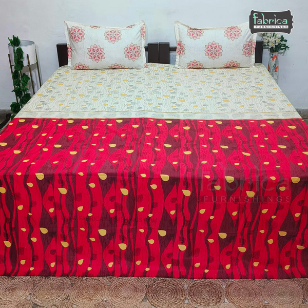 Fabby Decor Designer Kingsize Printed Pure Cotton Bedsheet