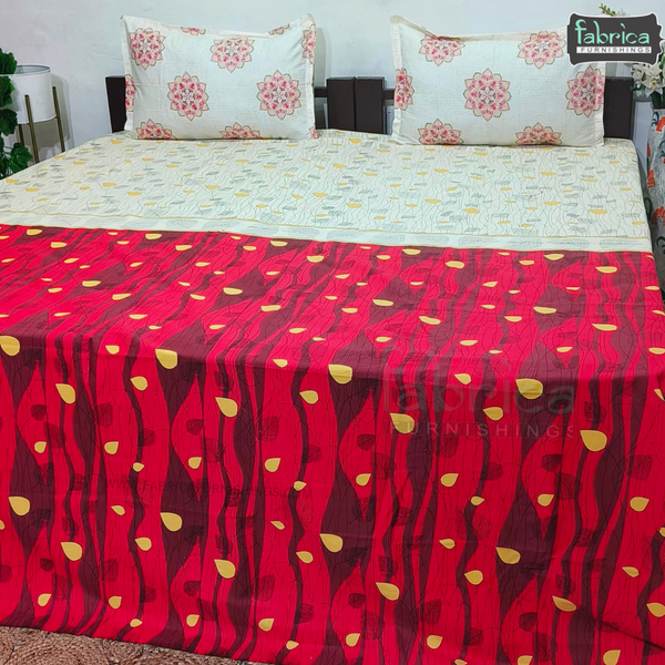 Fabby Decor Designer Kingsize Printed Pure Cotton Bedsheet