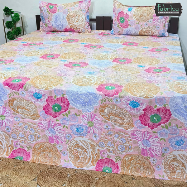 Fabby Decor Designer Kingsize Printed Pure Cotton Bedsheet