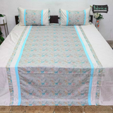 Decor Designer Pure Cotton Mix & Match King Size Emroidered  Bedsheet With Frill Pillow Covers