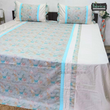 Decor Designer Pure Cotton Mix & Match King Size Emroidered  Bedsheet With Frill Pillow Covers