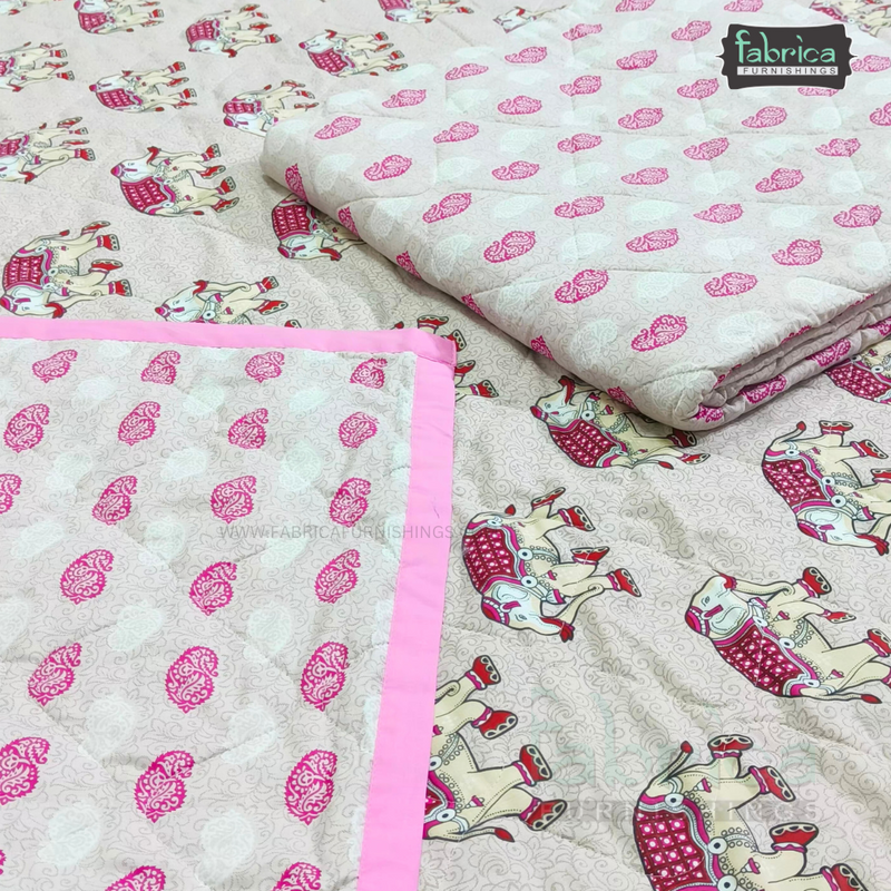 Kesar Kala Single bed 5 Layer Quilted Printed Ac comforter Pair