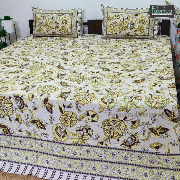 Fabby printed pure cotton king size bedsheet