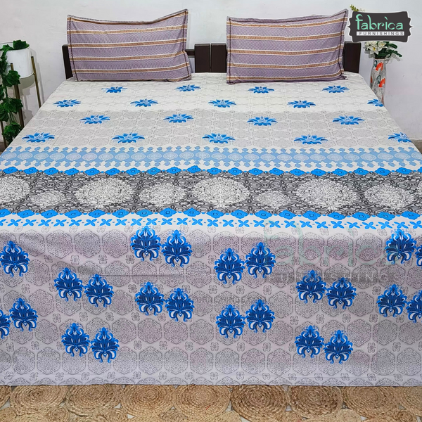 Fabby printed pure cotton king size bedsheet