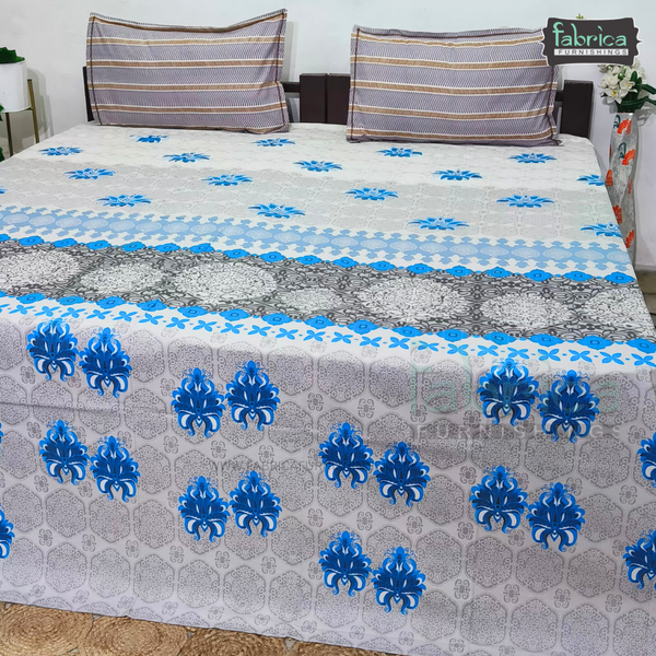 Fabby printed pure cotton king size bedsheet