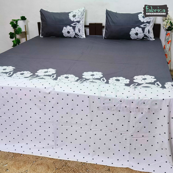 Fabby Decor Designer Polca Dot Patch Work Mix & Match Bedsheet