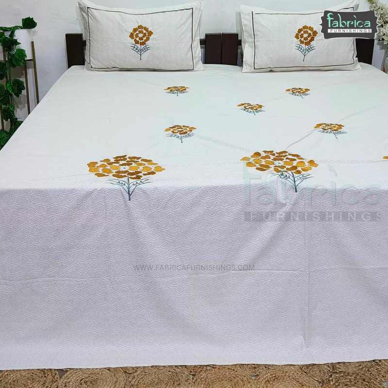 Fabby Home Designer Embroider king Size Bed Sheets