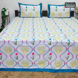 Percale Cotton Hand block Printed Super King-size Bedsheet