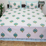 Percale Cotton Hand block Printed Super King-size Bedsheet