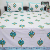 Percale Cotton Hand block Printed Super King-size Bedsheet