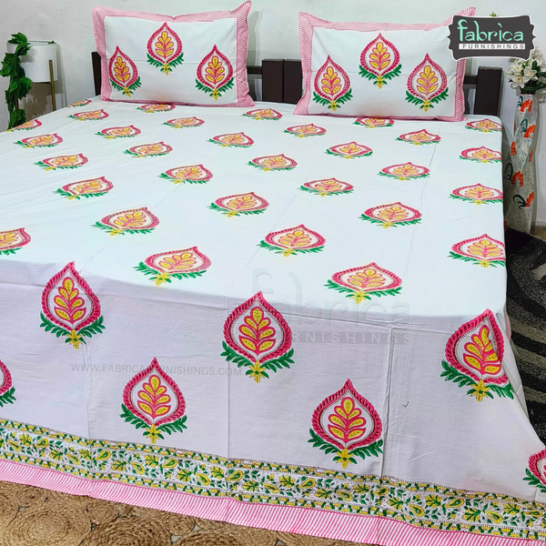 Percale Cotton Hand block Printed Super King-size Bedsheet