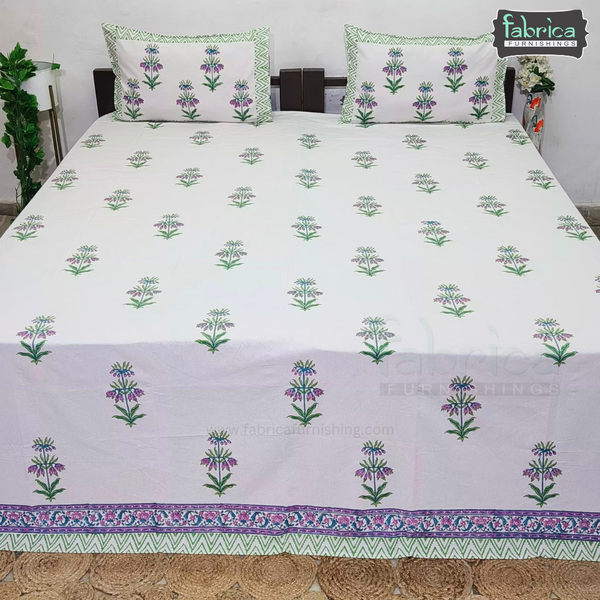 Rangoli Pure Cotton Handblock Super Kingsize Bedsheet