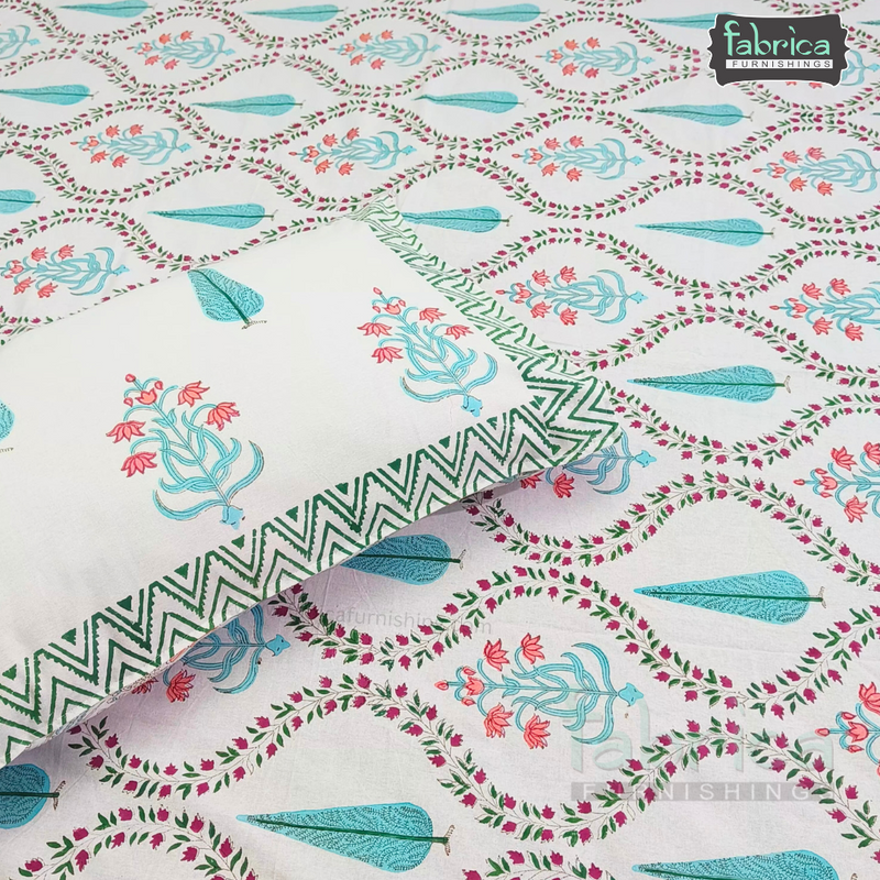 Rangoli Pure Cotton Handblock Super Kingsize Bedsheet