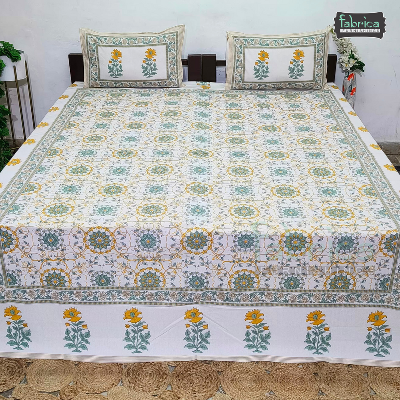 Sanskriti Pure Cotton Double Bed Printed Bedsheet Set