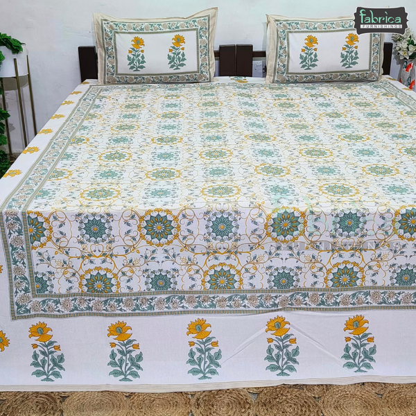 Sanskriti Pure Cotton Double Bed Printed Bedsheet Set