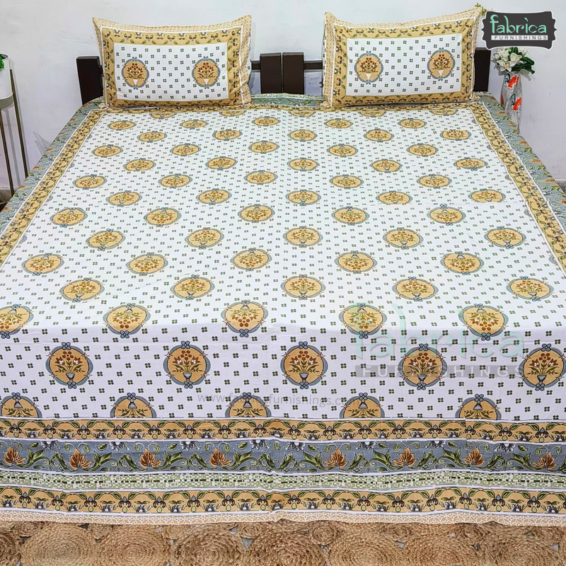 Sanskriti Pure Cotton Double Bed Printed Bedsheet Set