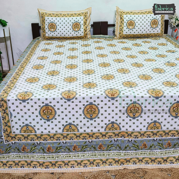 Sanskriti Pure Cotton Double Bed Printed Bedsheet Set